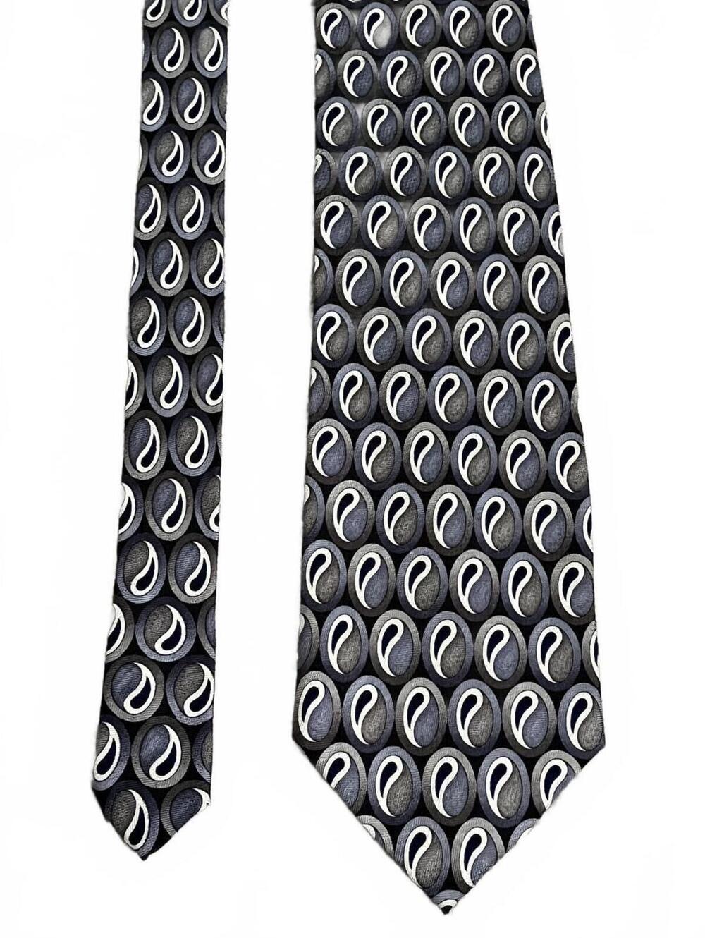 Louis Roth Men's Black and Gray Paisley Silk Tie